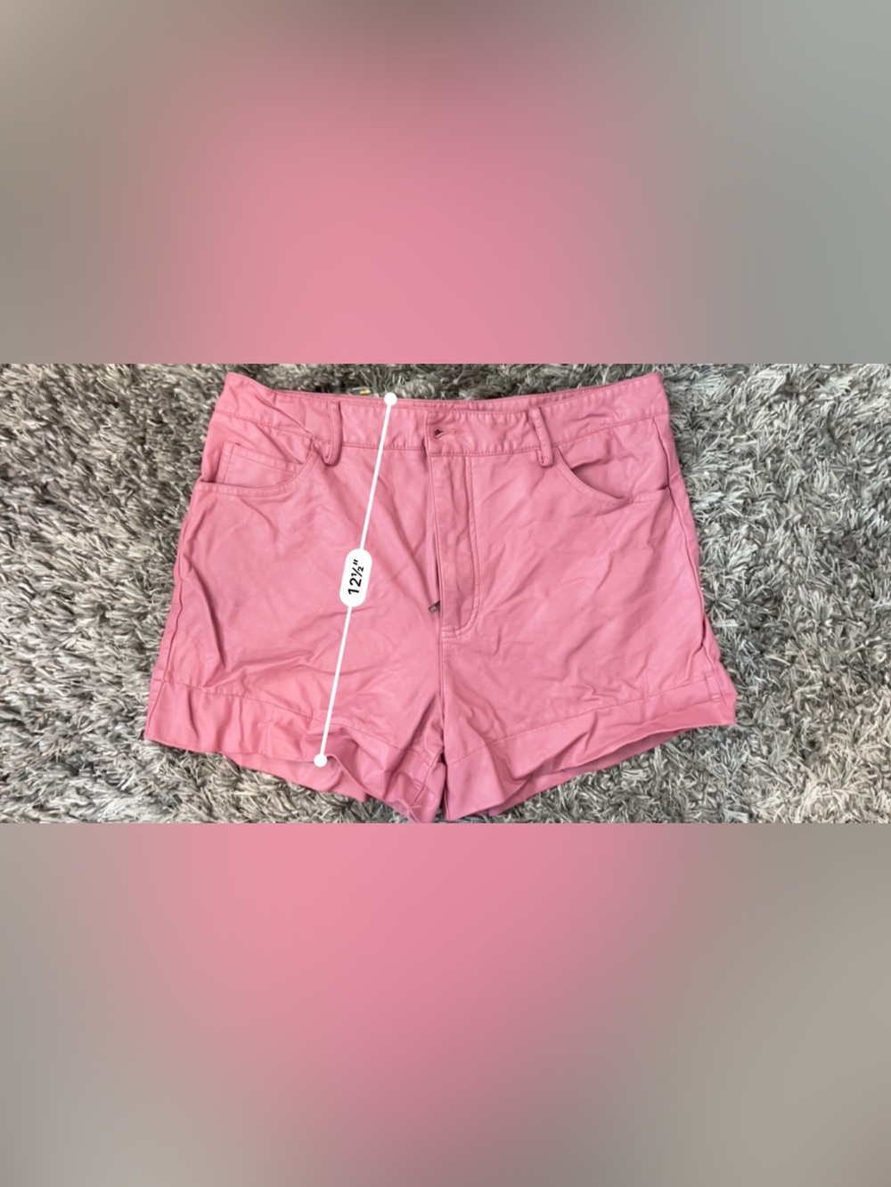 Forever 21 Pink High-Rise faux leather Cuffed Shorts